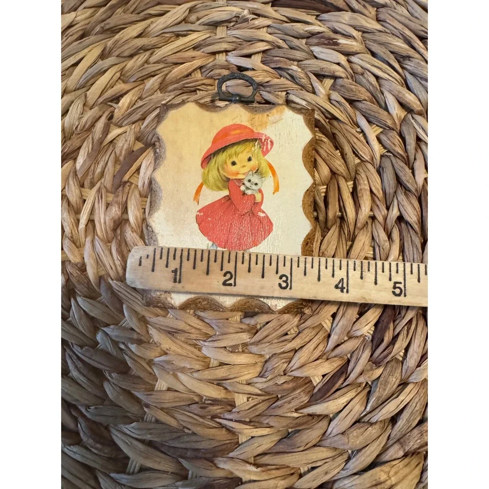 Vintage 1973 Paula-Cutes Youre Special Wood Plaque Girl with Kitten 70s Decor